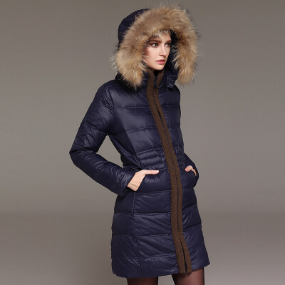 

Culverne (Marc Rebecca) raccoon fur collar collar hooded jacket long down jacket female 46458G possession of blue