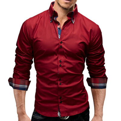 

Fashion Male Shirt Long-Sleeves Tops Double collar business shirt Mens Dress Shirts Slim Men Shirt 3XL