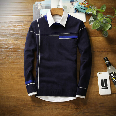 

2017 autumn and winter models men sweater youth sweater casual fight color tide men sweater as gift for men