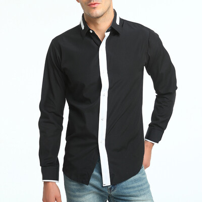 

Brand 2017 Fashion Male Shirt Long-Sleeves Tops British Business Casual Shirt Mens Dress Shirts Slim Men Shirt