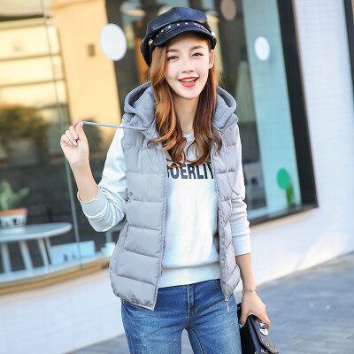 

2017 autumn and winter new feather cotton vest female short section Korean version of the self-cultivation hooded wild shoulder ho