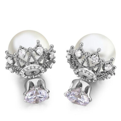 

Rose Gold Color CZ Stud Earrings Fashion Jewelry For Women Korea Trendy Imitation Pearl Earrings Vintage +24890