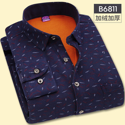 

Casual Men Long Sleeve Shirt Winter Lattice Silm Fit Keep Warm Fashion