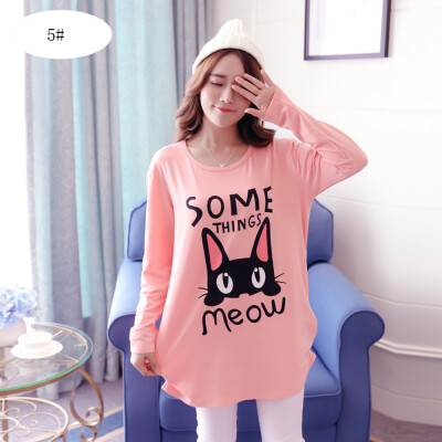 

Women Fashion Long Sleeves T Shirts Printing Loose Bottoming Tops