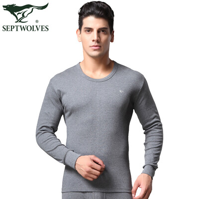 

Seven wolves Qiuyi Qiuku mens cotton spring&autumn thin section of thermal underwear mens suit dark gray