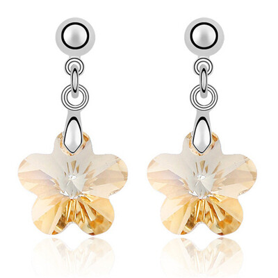

Австрийский хрустальный цветок мотается серьгами для женщин Silvet Color Drop Earrings Fashion Jewelry Friendship Party Gift .3658