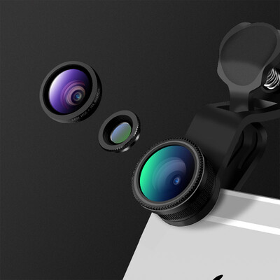 

Umeitu D15 phone lens external effects Selfie artifact wide-angle macro fisheye triple suit general black