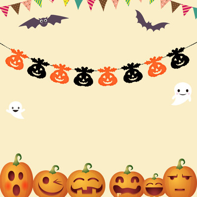 

Halloween Decorations Charming Pull Flowers DIY Paper Material Accessories Bat Devil Pumpkin Witch Spider Festival Triangle flag