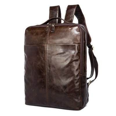 

DALFR Genuine Leather Men Backpacks 18 Inch Fashion Weekend Bags Solid Cowhide Luggage Bags Mens School bag Backpacks