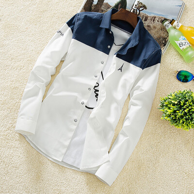 

2017 new spring and summer new men's long sleeve shirt, slim color men's youth long sleeved shirt, Casual Shirts as gift for men