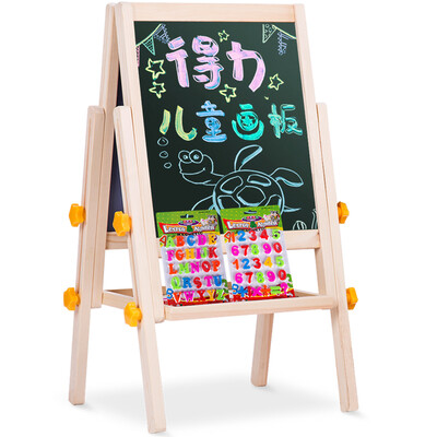 

Deli deli 8770 solid wood can be raised&lowered 815320mm magnetic absorbing multifunctional wooden student whiteboard children drawing board easel chalk green board