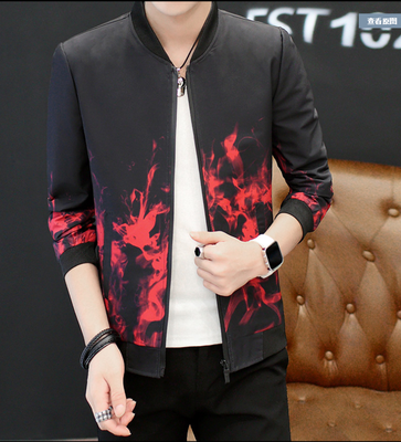 

Casual Men'S Jacket Print Simple Zipper Youth Jacket Men Coats Winter Male Outerwear Autumn Overcoat Khaki