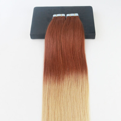 

Ombre Color Copper Fading to Color #27 2Pcs/Lot Straight Brazilian Hair Full Set Skin Weft Hair Extensions 20Pcs 50G Per Package