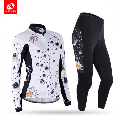 

NUCKILY Women's Long Sleeve Cycling Clothing Suit Popular Flower Cycling Jersey and Tights Set For Spring/Autumn CJ130CK130