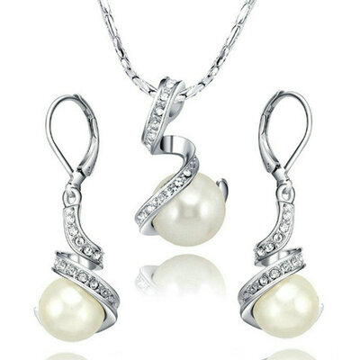 

Yoursfs® 18K Gold Plated Charming Black Pearl Necklace and Earring Set Use Austrian Crystal Fashion Jewelry Set
