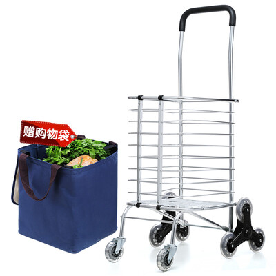 

Space premium shopping cart folding aluminum trolley shopping cart can climb stairs 8 round small cart