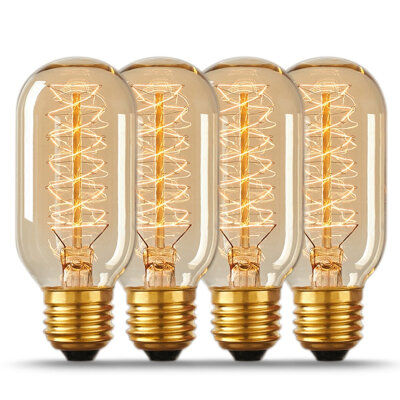 

BOKT 60W Vintage Edison Bulbs T45 Antique Tubular Style Bulb 2700K E26 Base 220-230V Filament Light Bulbs for Home Light 4Pack