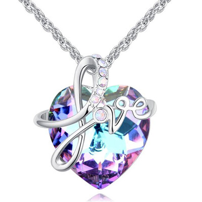 

Love Heart Pendant Necklaces For Women Fashion Jewelry White Gold Color Female Birthday Gift Crystal from Austrian 26488