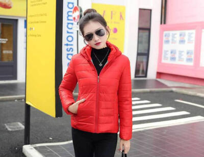 

2017 new Slim was thin wild hooded candy color short cotton jacket cotton jacket jacket