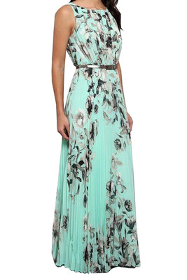 

Lovaru ™ Vintage loose chiffon maxi dresses Printed sleeveless mop the floor long pleated leisure dress