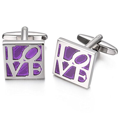 

Yoursfs Initial Cufflinks Blue Square Stainless Steel Cufflinks Groom For Men