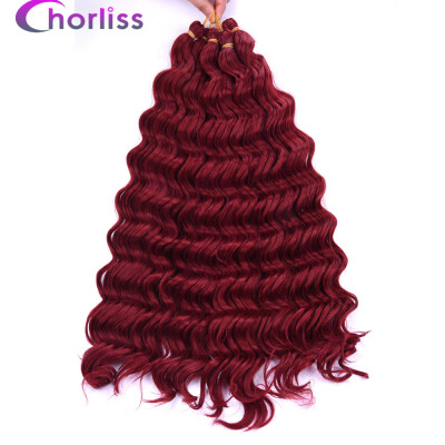 

Chorliss 22" Deep Wave Hair Crochet Braids Black Synthetic Ombre Braiding Hair Extensions 80g/pack