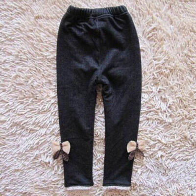 

Cute Kids Girls Bowknot Polar Fleece Warm Pants Denim Trousers Leggings Winter