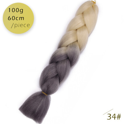 

AISI HAIR 100gpcs 24inch Kanekalon Jumbo Braids Hair Ombre Two Tone Colored Synthetic Hair for Dolls Crochet Hair