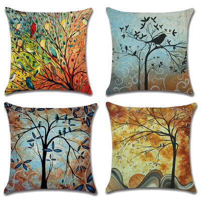 

Oil Painting Hundreds of Birds Cotton Linen Throw Pillow Case Cushion Cover Home Sofa Decorative 18 X 18 Inch