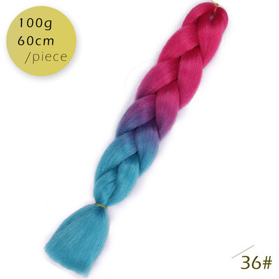 

AISI HAIR 100gpcs 24inch Kanekalon Jumbo Braids Hair Ombre Two Tone Colored Synthetic Hair for Dolls Crochet Hair