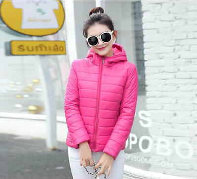 

2017 new Slim was thin wild hooded candy color short cotton jacket cotton jacket jacket