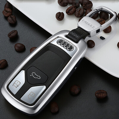 

Di Galen 17 new Audi A4L special metal car key bag Audi Q7 car key case protective cover leather key ring moonlight silver
