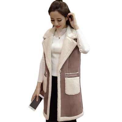 

Winter Women Vest Waistcoat 2017 Women's Sleeveless Vest Jacket Long Patchwork Faux Suede Vests Coat Female