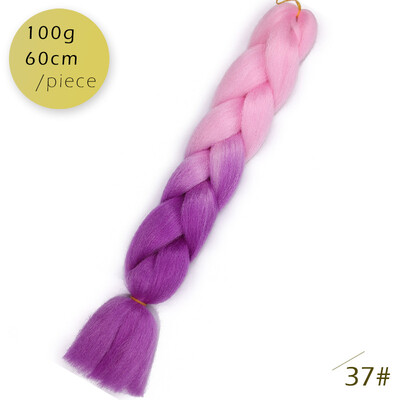 

AISI HAIR 100gpcs 24inch Kanekalon Jumbo Braids Hair Ombre Two Tone Colored Synthetic Hair for Dolls Crochet Hair