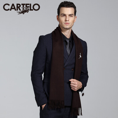 

Card Di Le Crocodile (CARTELO) cashmere scarf men's autumn and winter thick section of solid color British collar CC57C11031 purple