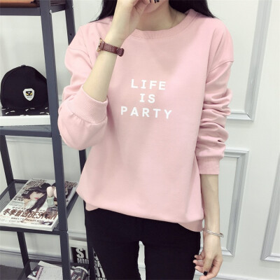 

Sweater female Korean version of the wave of students long sleeves autumn and winter Korea pure color hedging jacket loose thin le