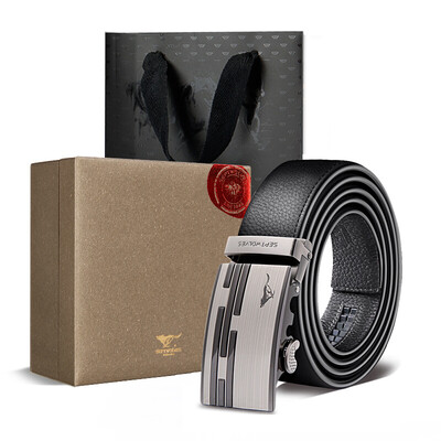 

Seven wolves SEPTWOLVES mens belt long version business series first layer leather automatic buckle belt 7A513133000C black