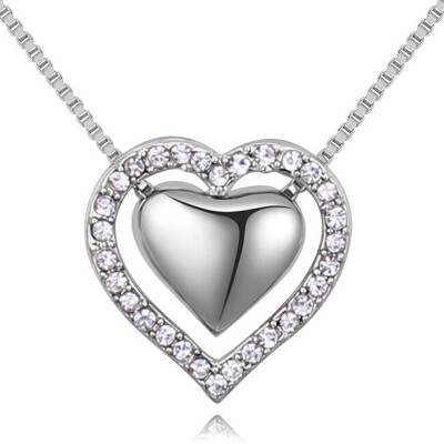 

Crystal Heart Necklaces Pendants For Women High Quality Gift Bride Wedding Vintage Fashion Jewelry 26565