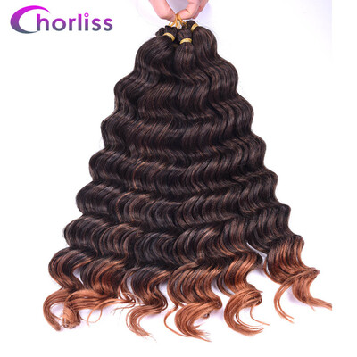 

Chorliss 22" Deep Wave Hair Crochet Braids Black Synthetic Ombre Braiding Hair Extensions 80gpack