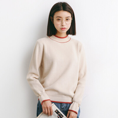 

City Plus CITYPLUS 2017 Winter New Literature Women&39s College Wind round collar package core yarn sweater wild long-sleeved sleeve sweater CWYC17T165 apricot