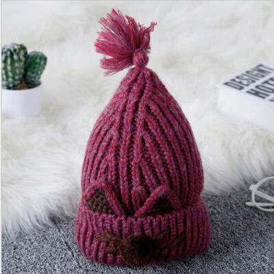 

Cute Baby Toddler Winter Beanie Warm Cartoon Hat Earflap Knitted Wool Cap Kids