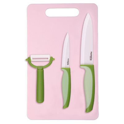 

Ceramics MYCERA ceramic cutting tools PP cutting board set of four-piece 6-inch chef knife 4-inch fruit knife planing green TQQ04F