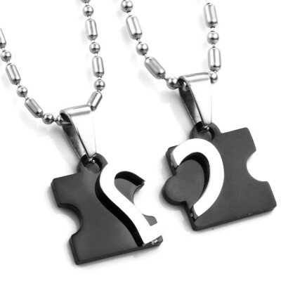 

Love Charming Splice Heart Pendant Puzzle Design Titanium Stainless Couple Necklace Best Lover Classic Clavicle Chain Jewelry