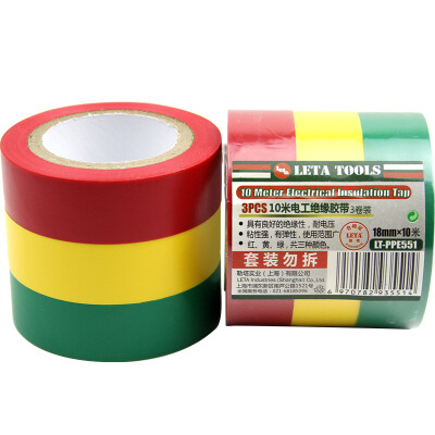 

LETA Color Insulation Tape Electrical Labeling Tape 10m 18mm 3 rolls