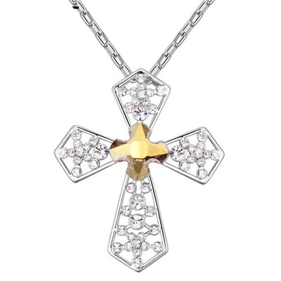 

Австрийский кристалл крест подвеска ожерелья женщин высокого качества Rhinestone белого золота позолоченный христианский подарок ювелирных изделий .23941