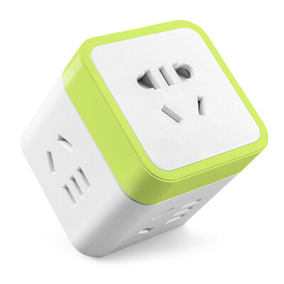 

Good work (lengon) a switch to five jacks Rubik's Cube power plug strip plug-in board Multi-function vertical wireless new GB plug-in tow line board XD-Q605 green