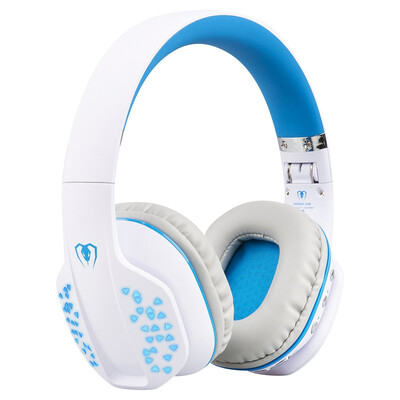 

Over-ear Headphone, Wireless Bluetooth Q2 Headset, Foldable, Built-in Microphone, Cool LED with 3.5 mm Audio Cable for Smartphones