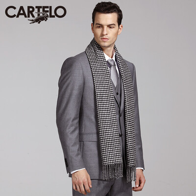 

Card Di Le Crocodile (CARTELO) кашемировые шерстяные мужские шарфы теплая зима утолщена Бизнес Houndstooth воротник CC57C11191 черно-белая сетка