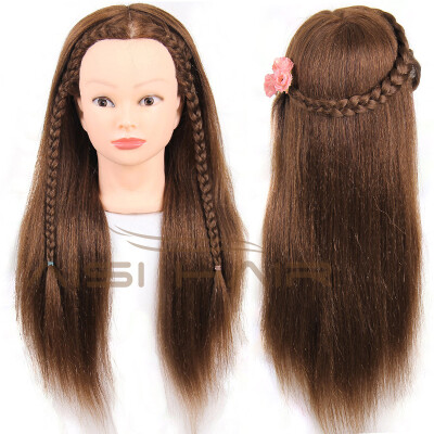 

Brown 20 inch Training Head With Makeup 50% Human Hair 50% Animal Hair Hairdressing training head mannequin for salon