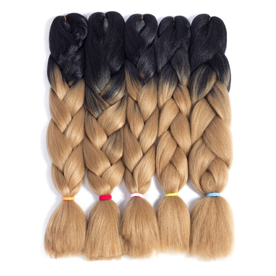 

szc Afro Jumbo Braids Наращивание волос 5-pack 2 Tone & 3 Tone Ombre Вязание крючком для волос с высокой температурой Kanekalon Synthetic